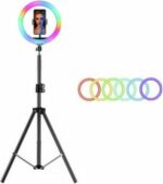 MJ-36 36cm RGB Ring light led με τρίποδο δαπέδου βάση για κινητό 14" Inches - Image 2