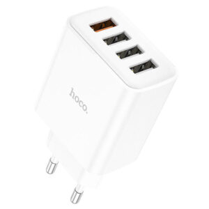 Hoco Φορτιστής Χωρίς Καλώδιο με 4 Θύρες USB-A 28.5W Quick Charge 3.0 Λευκός (C102A)
