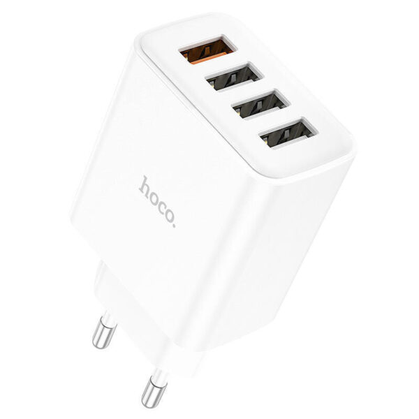 Hoco Φορτιστής Χωρίς Καλώδιο με 4 Θύρες USB-A 28.5W Quick Charge 3.0 Λευκός (C102A) - Image 1