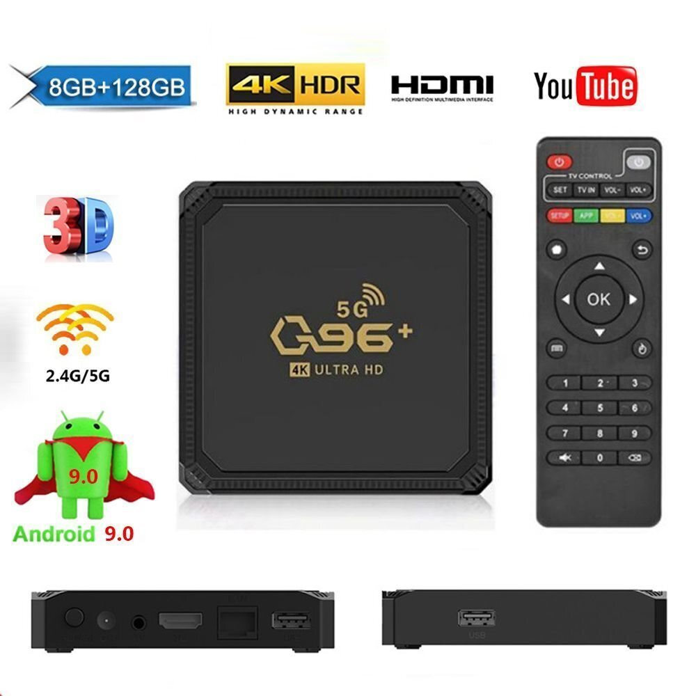 TV Box Q96+ 70034338 4K UHD με WiFi 8GB RAM και 128GB Αποθηκευτικό Χώρο με Λειτουργικό Android 9.0