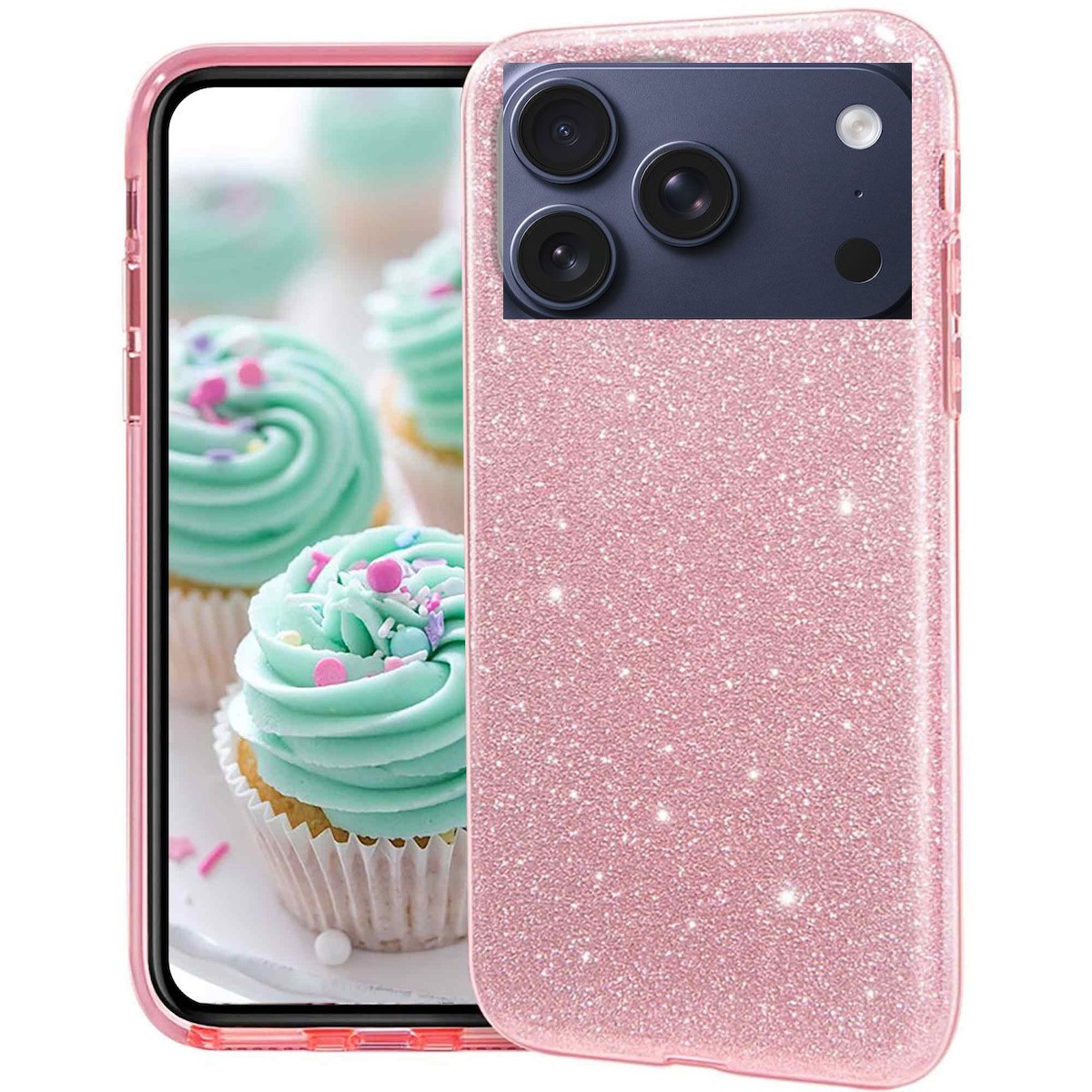 Θήκη Σιλικόνης Glitter Ροζ – Για Apple iPhone 17 Pro Max - Image 1