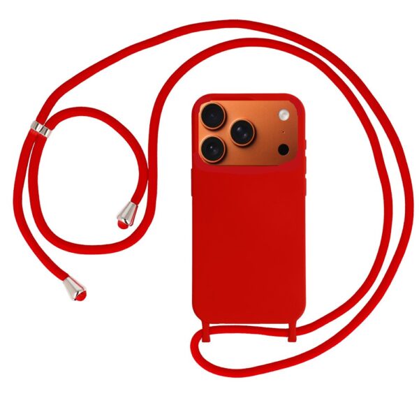 Θήκη Σιλικόνης  με Κορδόνι για Apple iPhone 17 Pro - Κόκκινη - Image 1